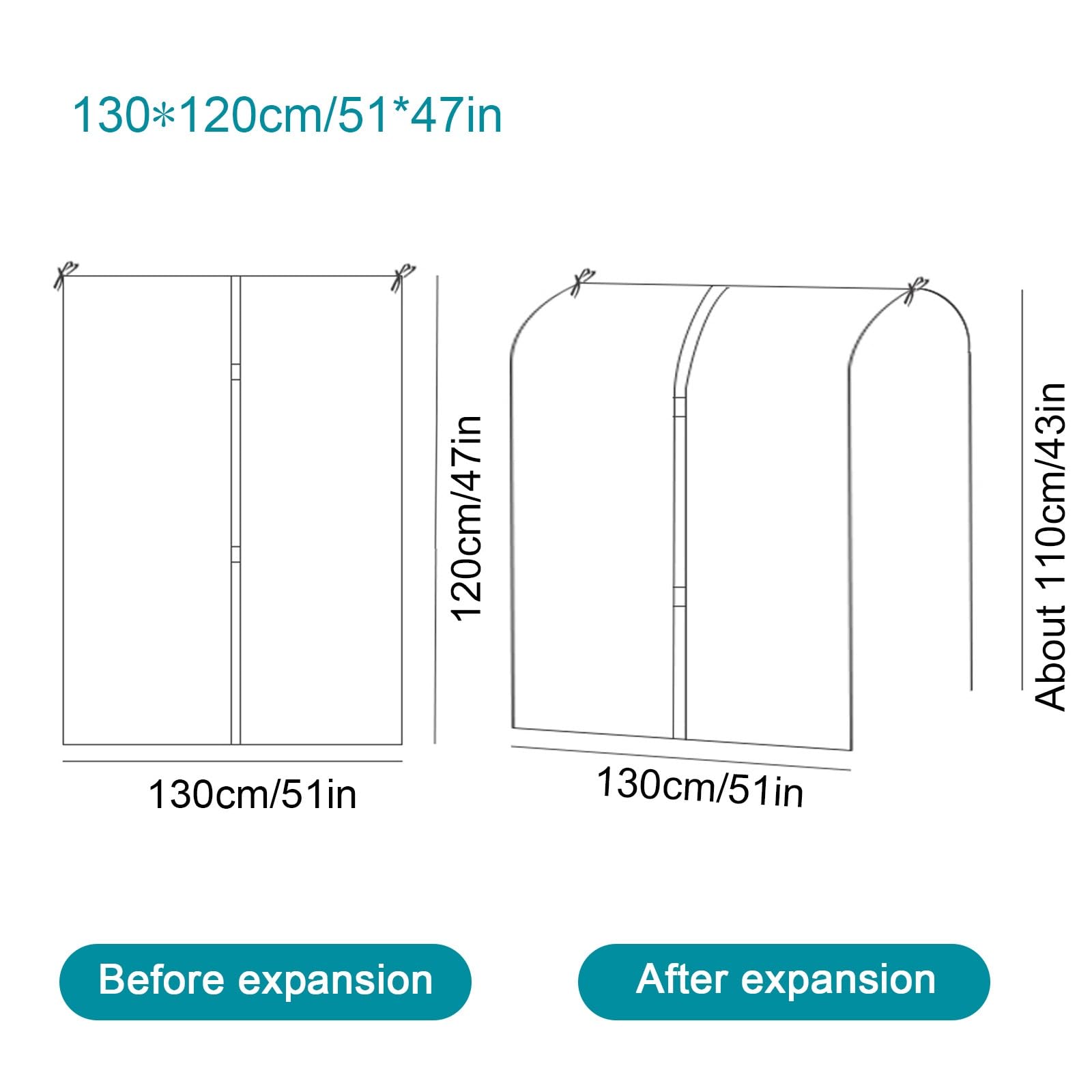 Pokrowce na ubrania, Pokrowiec na ubrania PEVA Translucent Storage Closet, pokrowiec na ubrania przeciwkurzowy(110cm/43in)