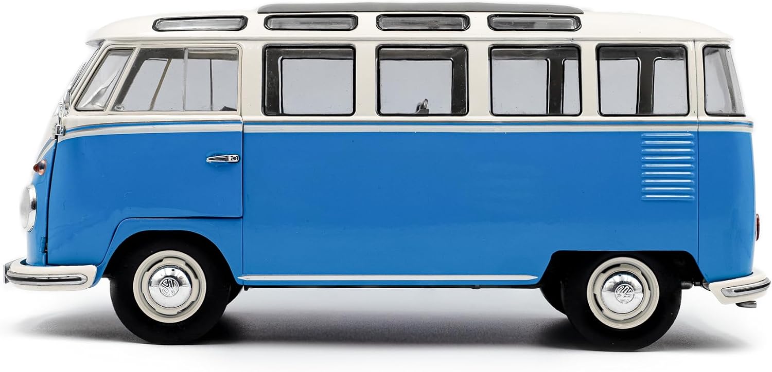 Solido 1:18 Scale Volkswagen T1 21 Windows Baby Blue/White 1962 Diecast Model Car S1813401