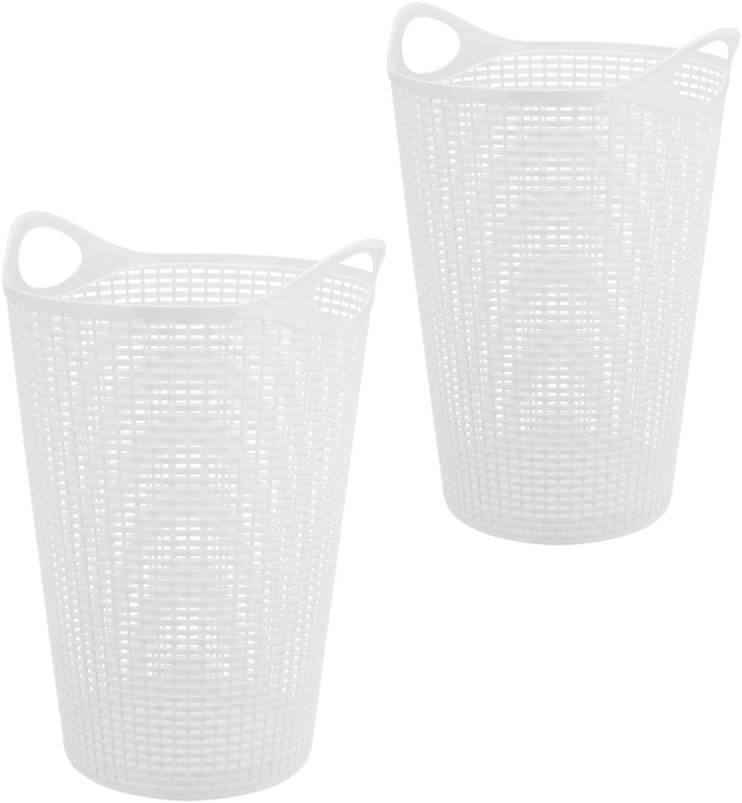 Starplast Flex Wicker Laundry Basket White, 2 Piece Home