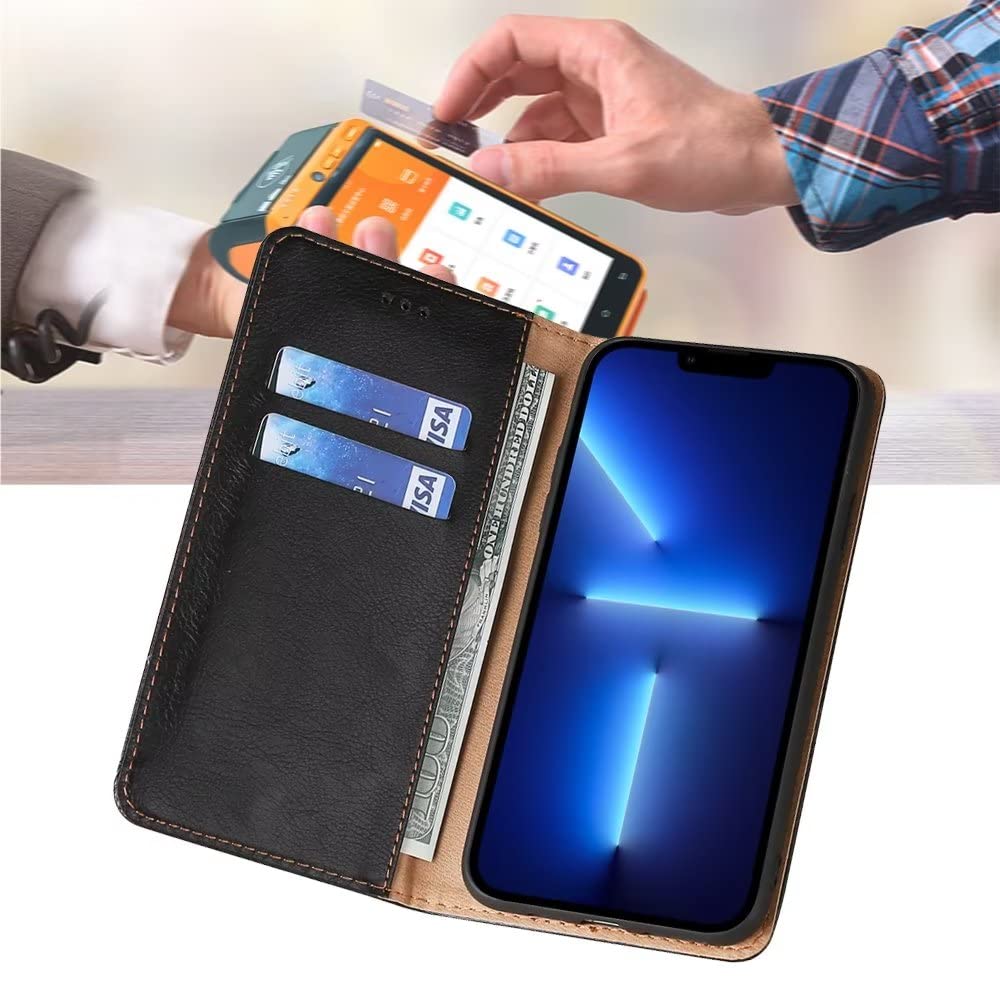 HONLEN Custodia Portafoglio Magnetica Per Redmi Note 11 / Note 11S (4G) – Pelle PU Con 2 Slot Carte E Funzione Stand, Nero - 2