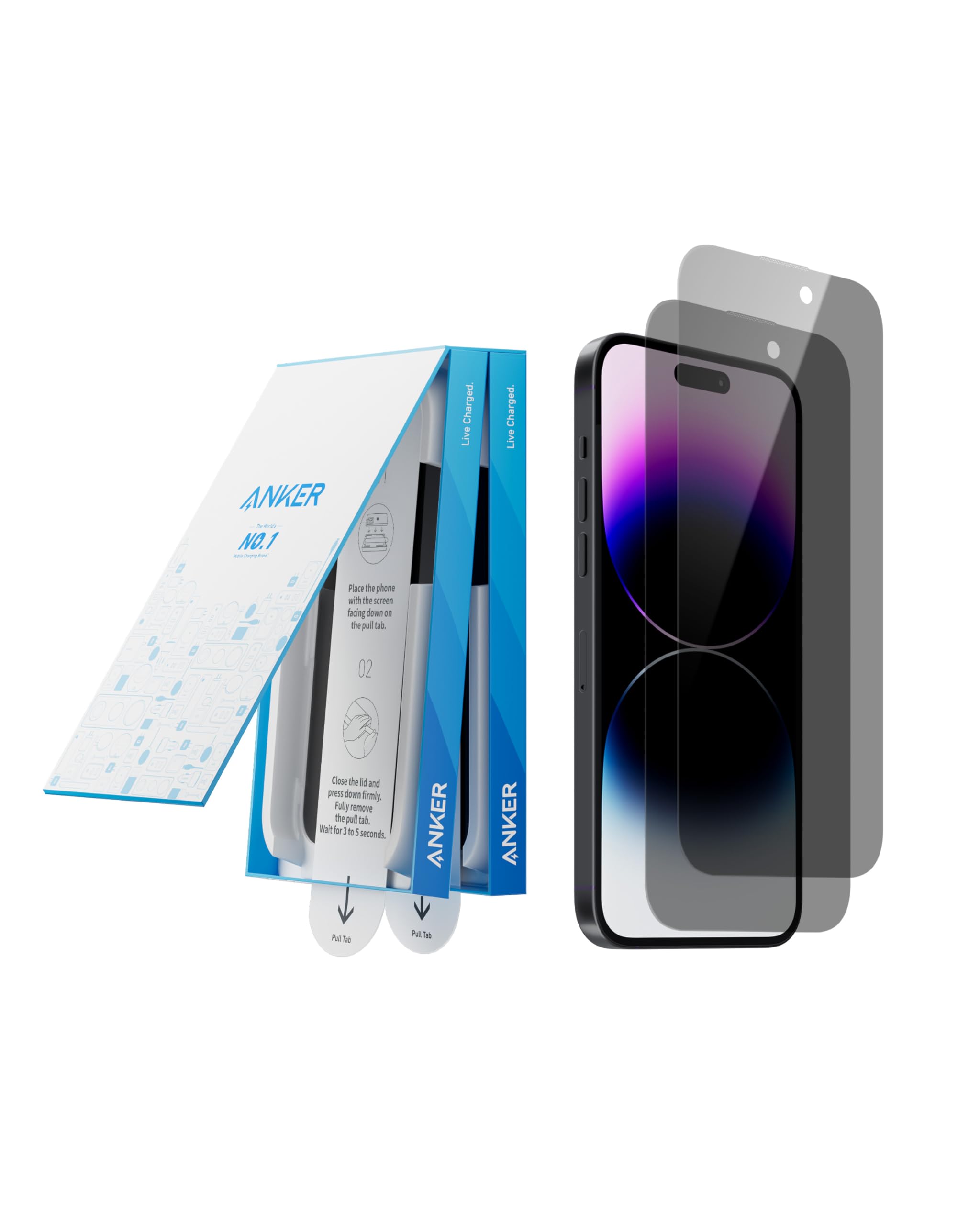 Anker 2 Pack for iPhone 14 Pro Max Privacy Screen Protector, Anti-Spy HD Tempered-Glass Privacy Screen Protector, Easy Installation Exclusively for iPhone 14 Pro Max (2-Pack)