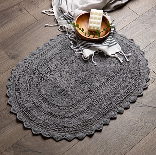 DII Crochet Collection Reversible Bath Mat, Small Oval, 17x24, Gray - Cosy Home Interiors DII Crochet Collection Reversible Bath Mat, Small Oval, 17x24, Gray - Image 6