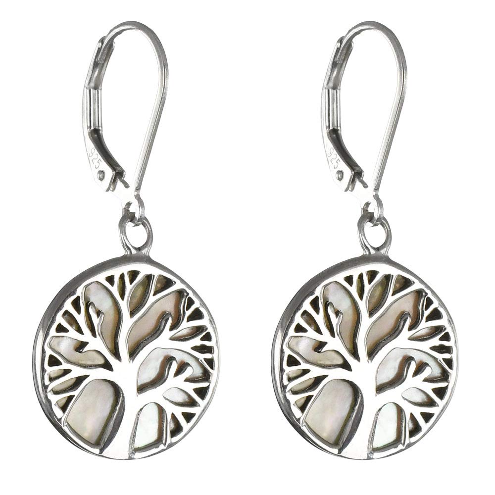 I-be Perlmutt Ohrringe Baum des Lebens – Schmuck in schimmerndem Design – 925 Sterling Silber – 394701 BDL mini KB