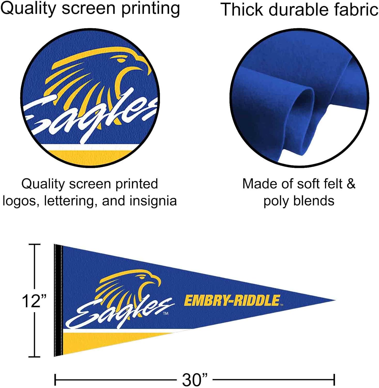 Embry Riddle Daytona Eagles Wordmark Pennant Flag - Image 2