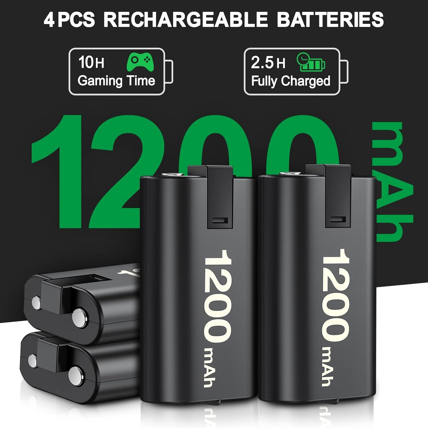 DINOSTRIKE USB C Charger Station for Xbox One Rechargeable Battery Pack, 4x1200mAh Battery Packs for Xbox One Controller, Charging Accessories with Battery Pack for Xbox Series X|S/Xbox One S/X/Elite : Electronics