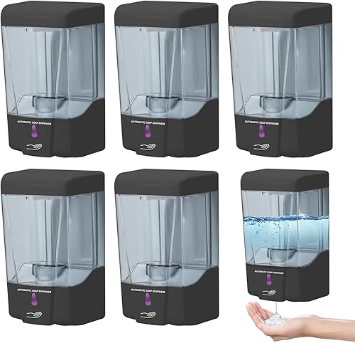 Paquete de 6 dispensadores automáticos de jabón, dispensador de jabón líquido comercial de montaje en pared de 20 onzas, sin contacto para baño,