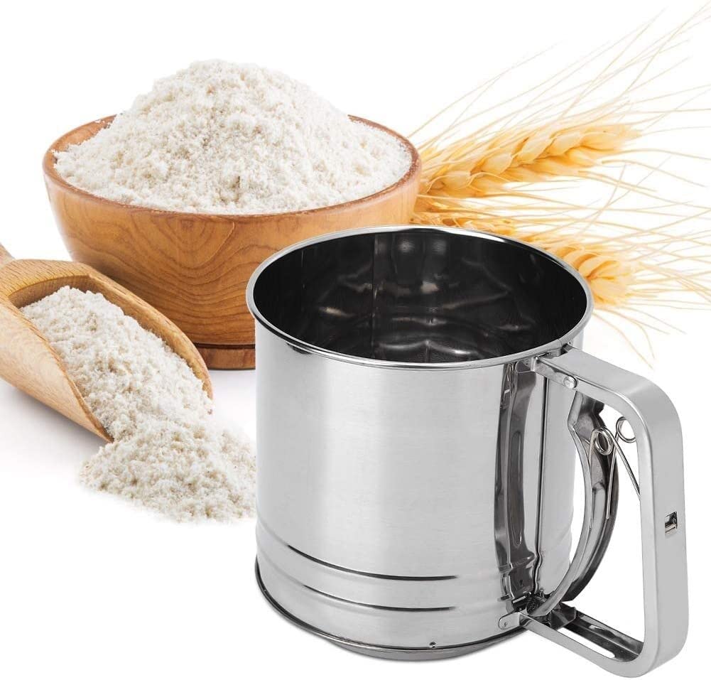 Filtri Scolapasta e colini for alimenti Setaccio for farina Setaccio manuale a doppio strato in acciaio inox Setaccio da cucina Utensile da cucina for torte, pasticcini, crostate, cupcake e dessert