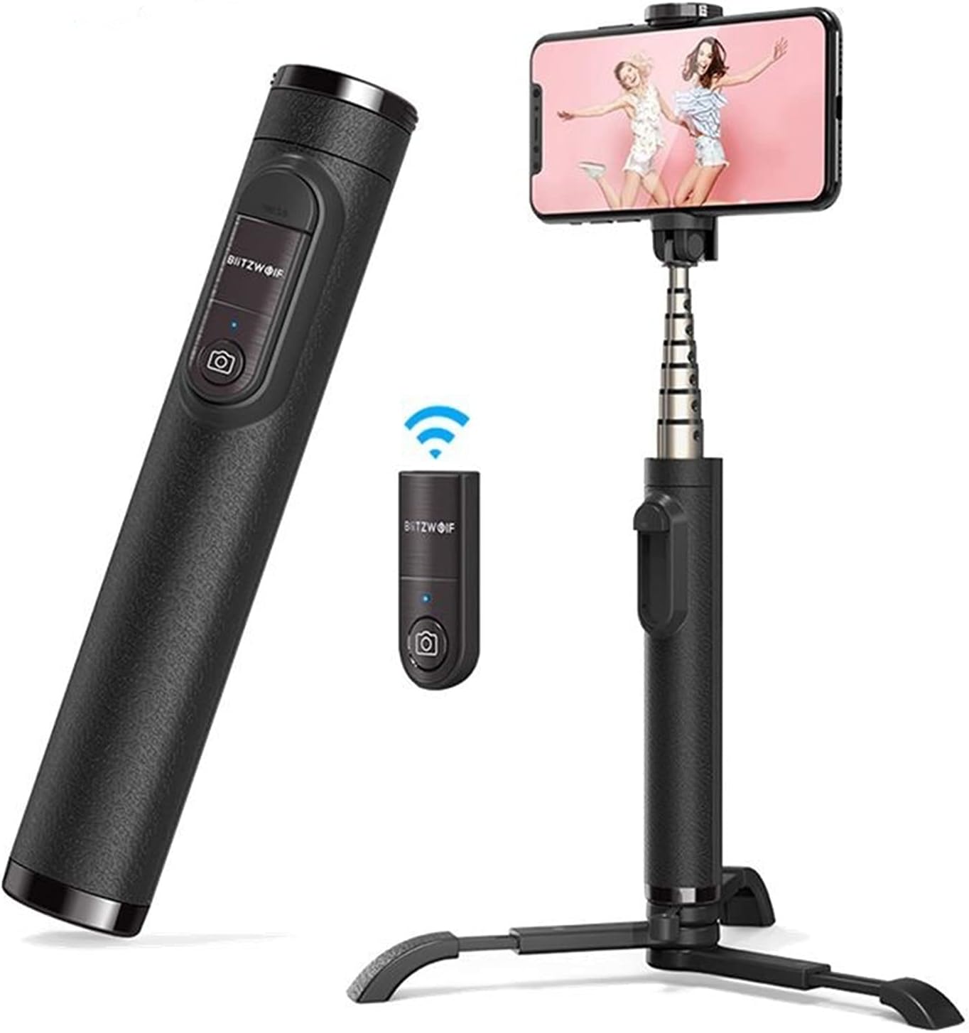 SCRUBY BlitzWolf BW-BS9 All In One Mini bluetooth Selfie Stick Monopod Tripod Integrated Detachable Tripods Selfie Sticks for Iphone