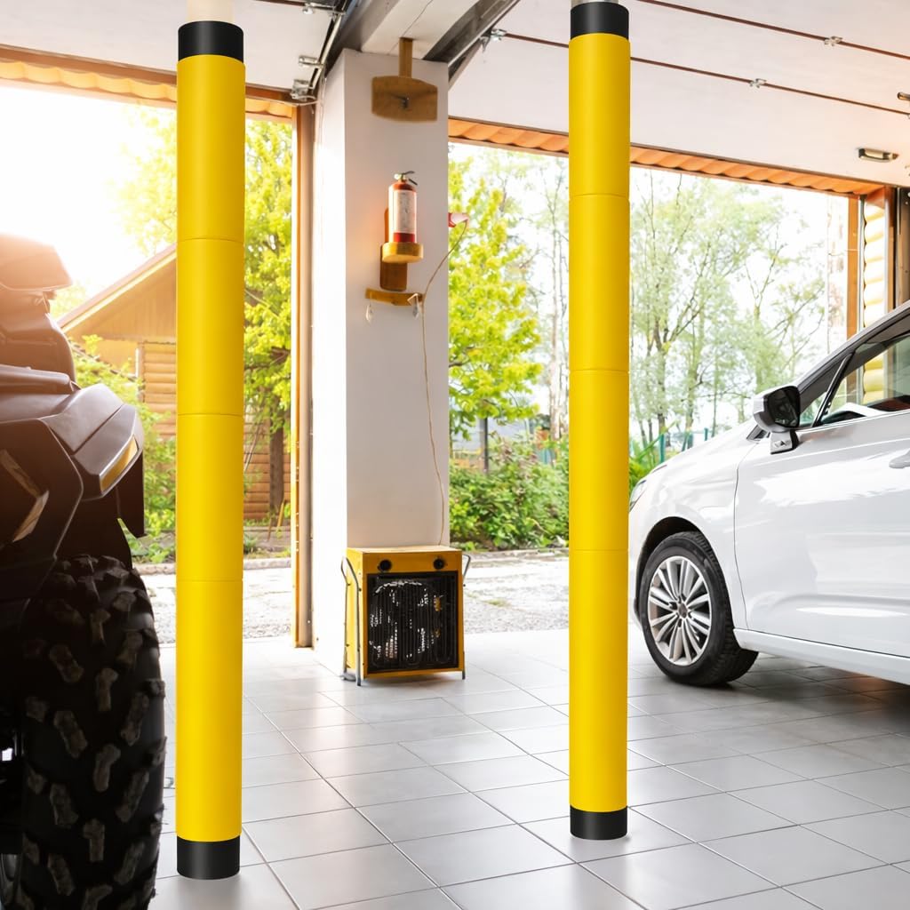 196" x 20" Pole Padding Wrap, Peel-and-Stick Garage & Basement Post Protector, Cut-to-Fit Safety Foam Cover for Driveway Poles, Basketball Poles & Porch Columns (Yellow)