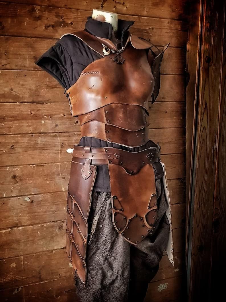 Viking Leather Armor for Women Set LARP Female Armor Leather Breastplate & Shoulder Piece Cosplay Theatrical Play