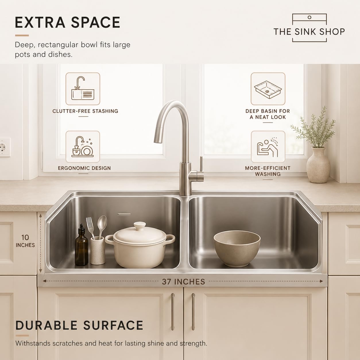 Stainless Steel Double Bowl Kitchen Sink - THE SINK SHOP -5
