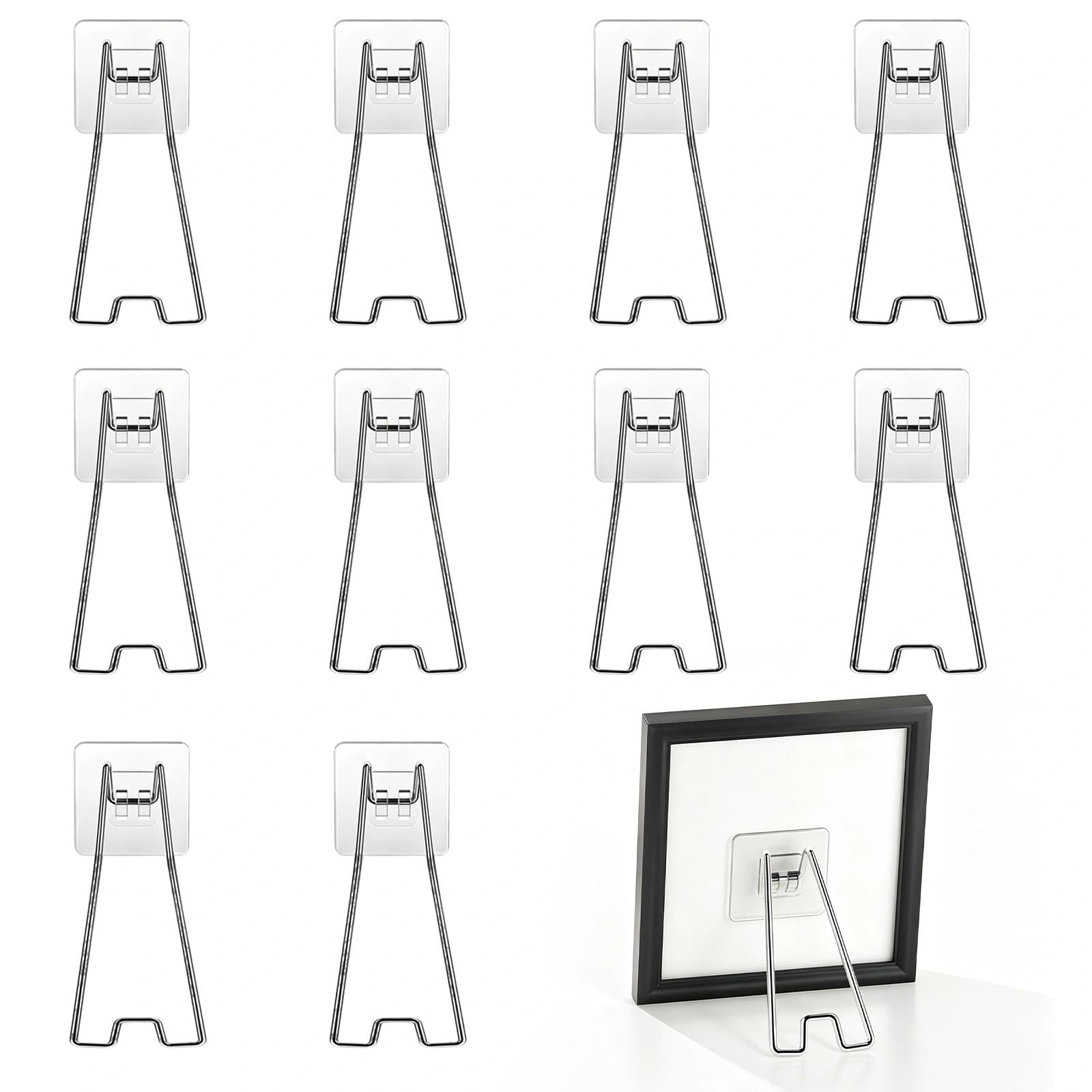 MFSKJELF 10pcs Picture Frame Easel Backs, Metal Photo Holder with Self-Adhesive for Photos Paintings Display
