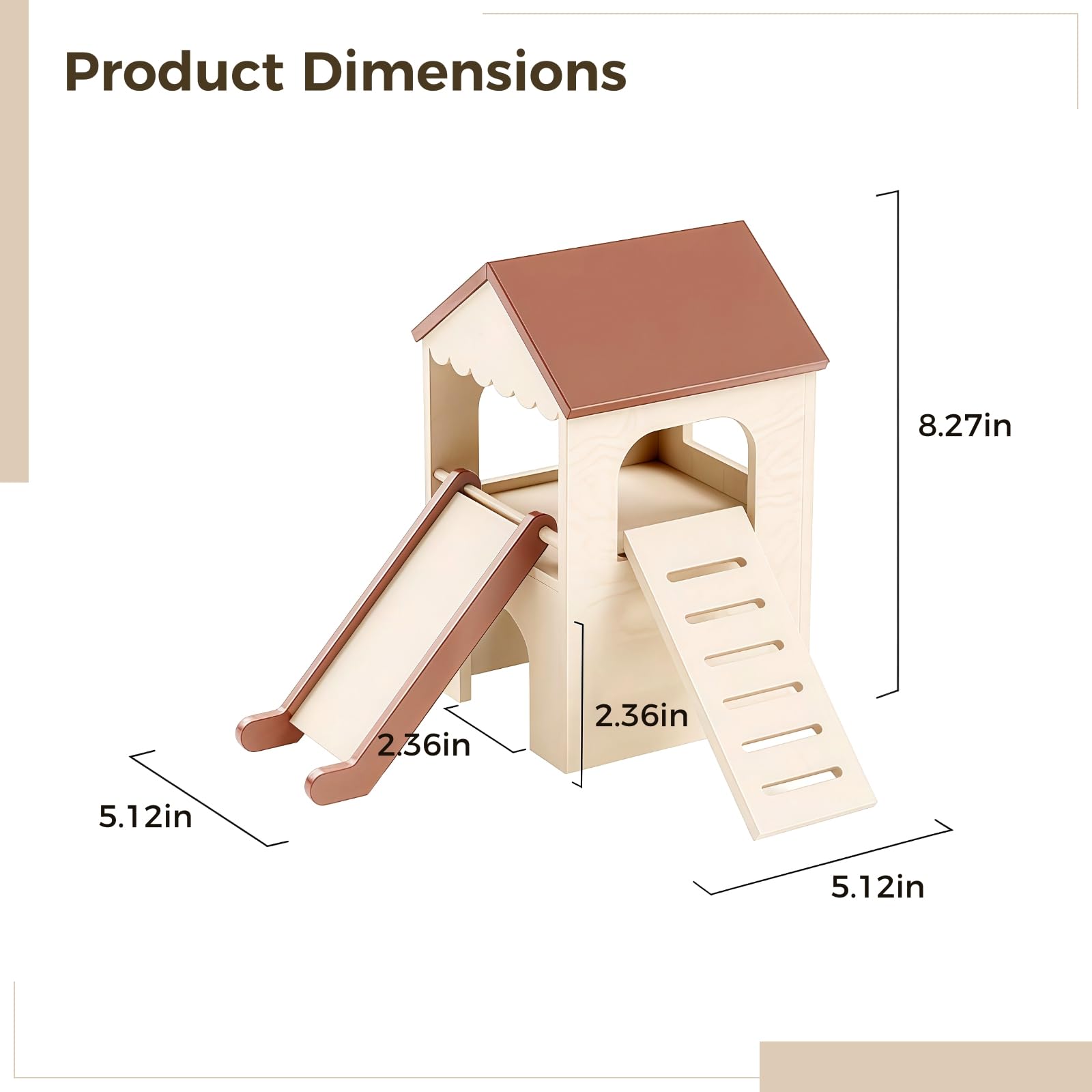 Geflügelschwein aus Holz mit Dachboden und Doppelrutsche, geräumiges zweistufiges Layout mit verstellbarer Rampe, sicher und bequem für Hamster und Kaninchen