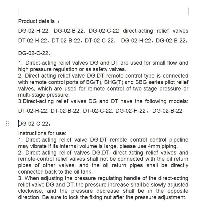 Valvola di sicurezza ad azione diretta con regolatore idraulico di precisione DT/DG-01/02-B/C/H-22 for un controllo ottimale della pressione(DT-01-C-22)