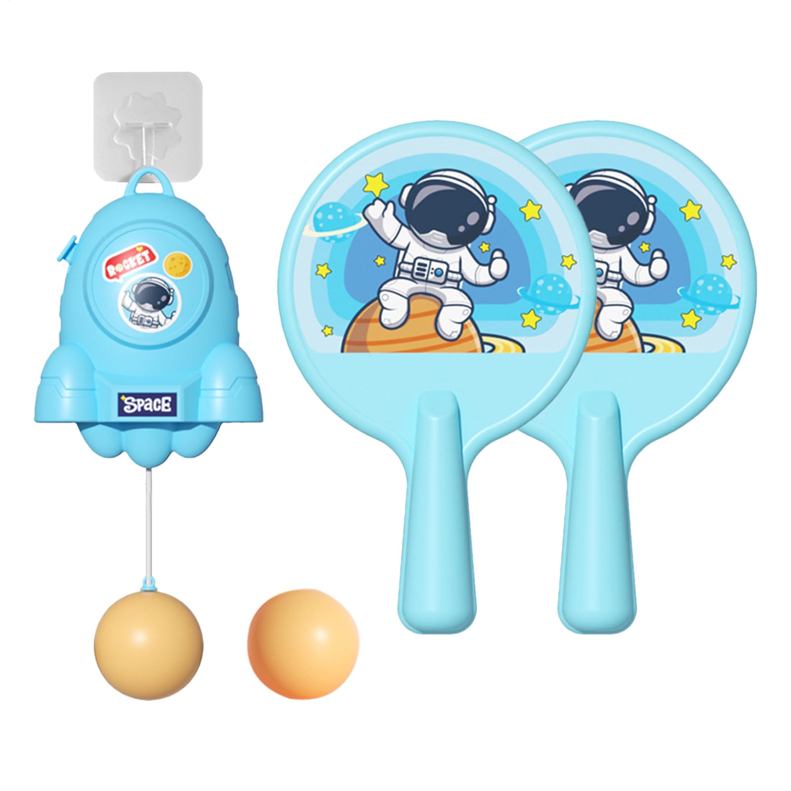 Portable Table Tennis Exerciser - Hangings Table Tennis Paddle Set, 2 Balls Space Suspended Pings Pong Trainer, Indoor Equipment | Adjustable Ball Length, Interactive Toy for Parents and Children