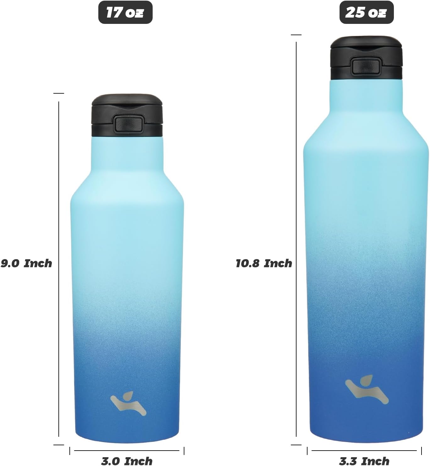 Insulated Water Bottle with Straw,17 OZ Double Wall Vacuum Stainless Steel Water Flask with 2 Lids,Sky - Image 5