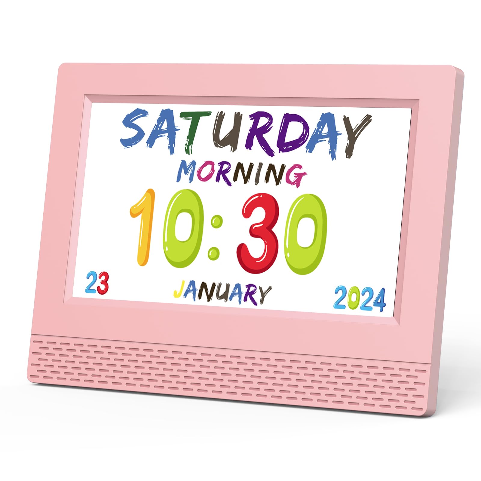 Kids Digital Alarm Clock Colorful, 7" Large LED Time Display Children's Sleep Trainer, Eye-Caring Digital Clock for Girls Boys Bedrooms Bedside, 17 Alarm Clock Settings Easy to Use Kids Birthday Gift