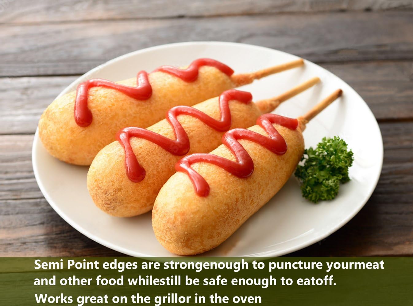 Candy Apple Caramel Apple Sticks, 5.5 Inch, 5mm Thick,Semi-Pointed Bamboo Skewers for Lollipop, Corn Dog, Kabob.,70 PCS