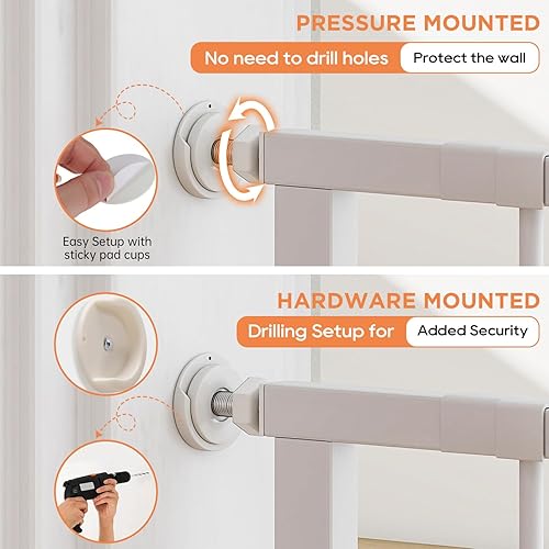 Miniatura 3 de BestPet Puerta para perros de 30 pulgadas de alto para escaleras y puertas, se adapta a aberturas de 28.5 a 39.7 pulgadas de ancho, puerta de metal