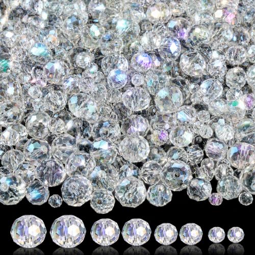 1000Pcs Glass Beads for Jewelry Making 4/6/8/10mm Bracelet Making Kit