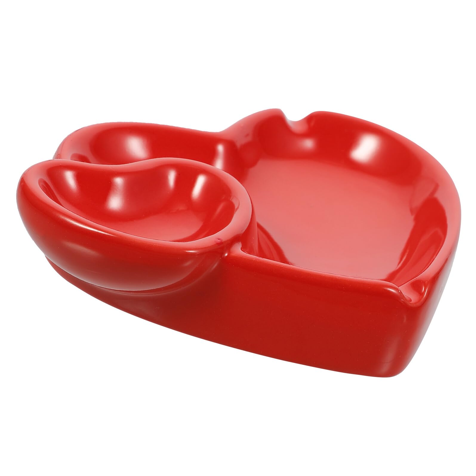 Cendrier céramique cœur rouge compact récipient profond pour mégots