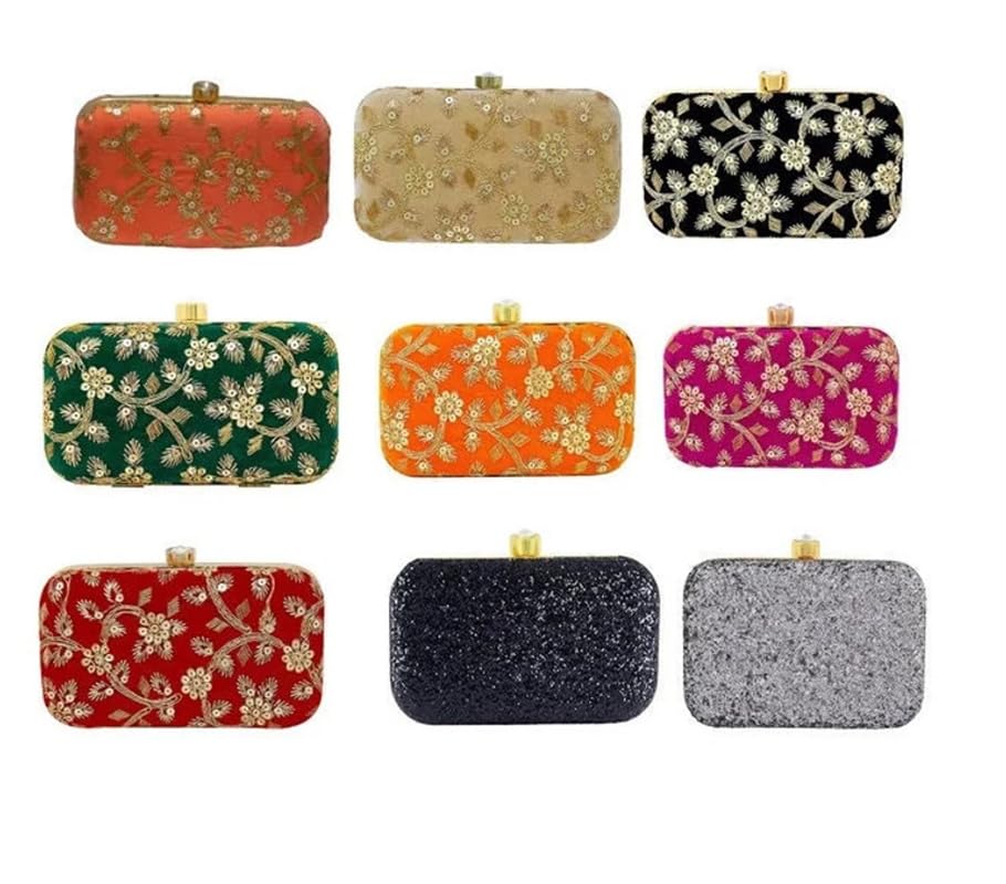 Indian Golden Work Embroidered Hand Bag Purse For Women's Clutch Bag Wedding Favours Bag Return Gift For Guests Party Wear Hand Bags-image-31