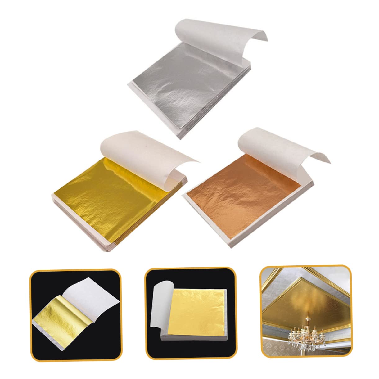 DOITOOL 4 Ensembles Papier Imitation Or Couleurs Or Rose Pour Décoration Diy Fournitures Artisanat Et Décoration De Meubles Métallique Scintillante Pour Et Fêtes 300 Feuilles*4