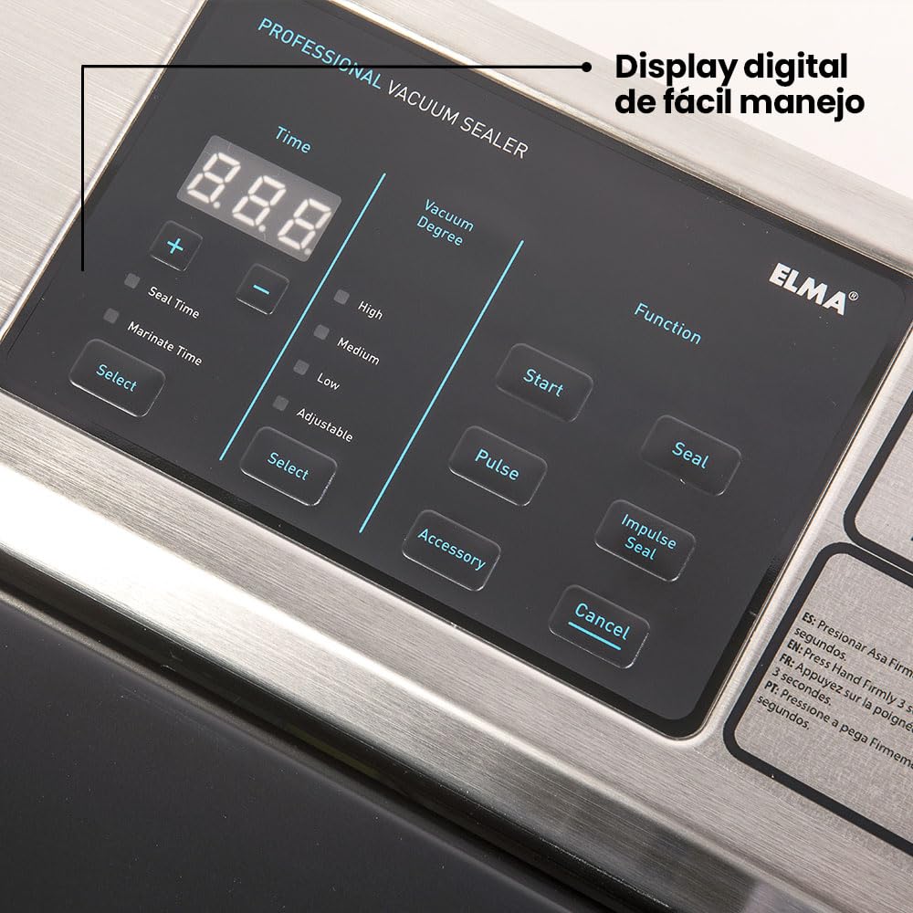 ELMA Máquina Envasadora al Vacío Profesional Digit 30 Neo II | Máquina Envasar al Vacío Automática, Uso Intensivo, Función Manos Libres, Doble Bomba de Vacío | 39 x 27,5 x 15 cm, 6.7 Kg, 475W
