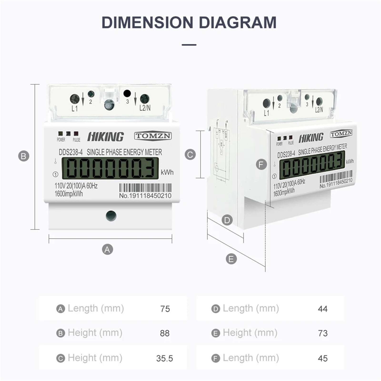20 (100) A 110 V 60 Hz DDS238-4 jednofazowy licznik energii na szynie DIN LCD