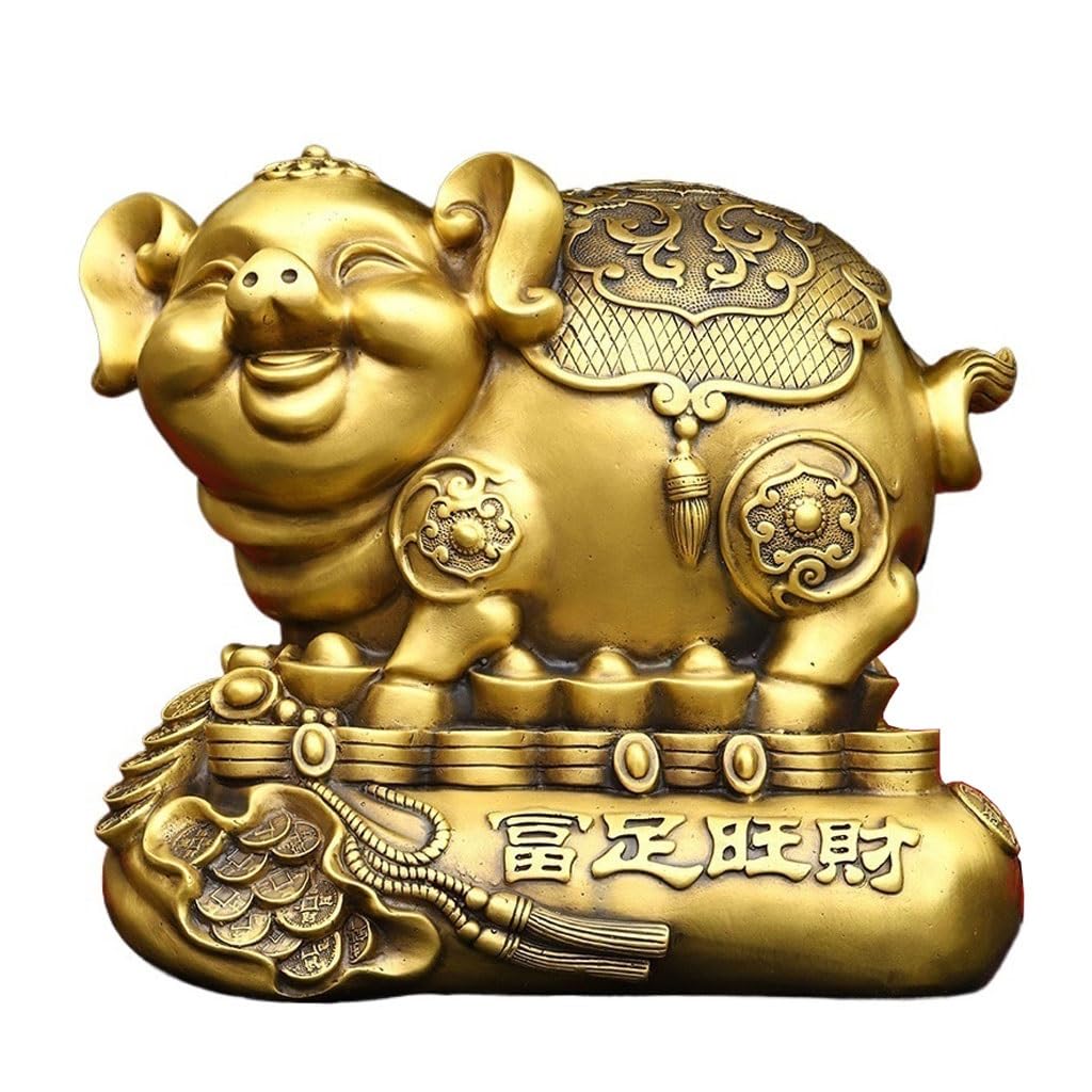 IUokLU Statue Study Room Decoration Ornaments Brass Pig Ornaments Home Metal Crafts Entrance Countertop Decoration Brass Figurine (size_name S)