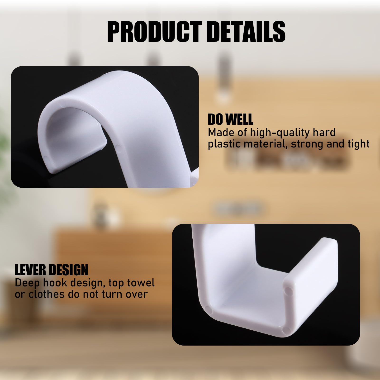 SOMATHERM FOR YOU, Set van 2 witte haken voor handdoekdroger met platte buis, praktische accessoires om op te hangen voor de badkamer, ideaal voor optimale en decoratieve opslag