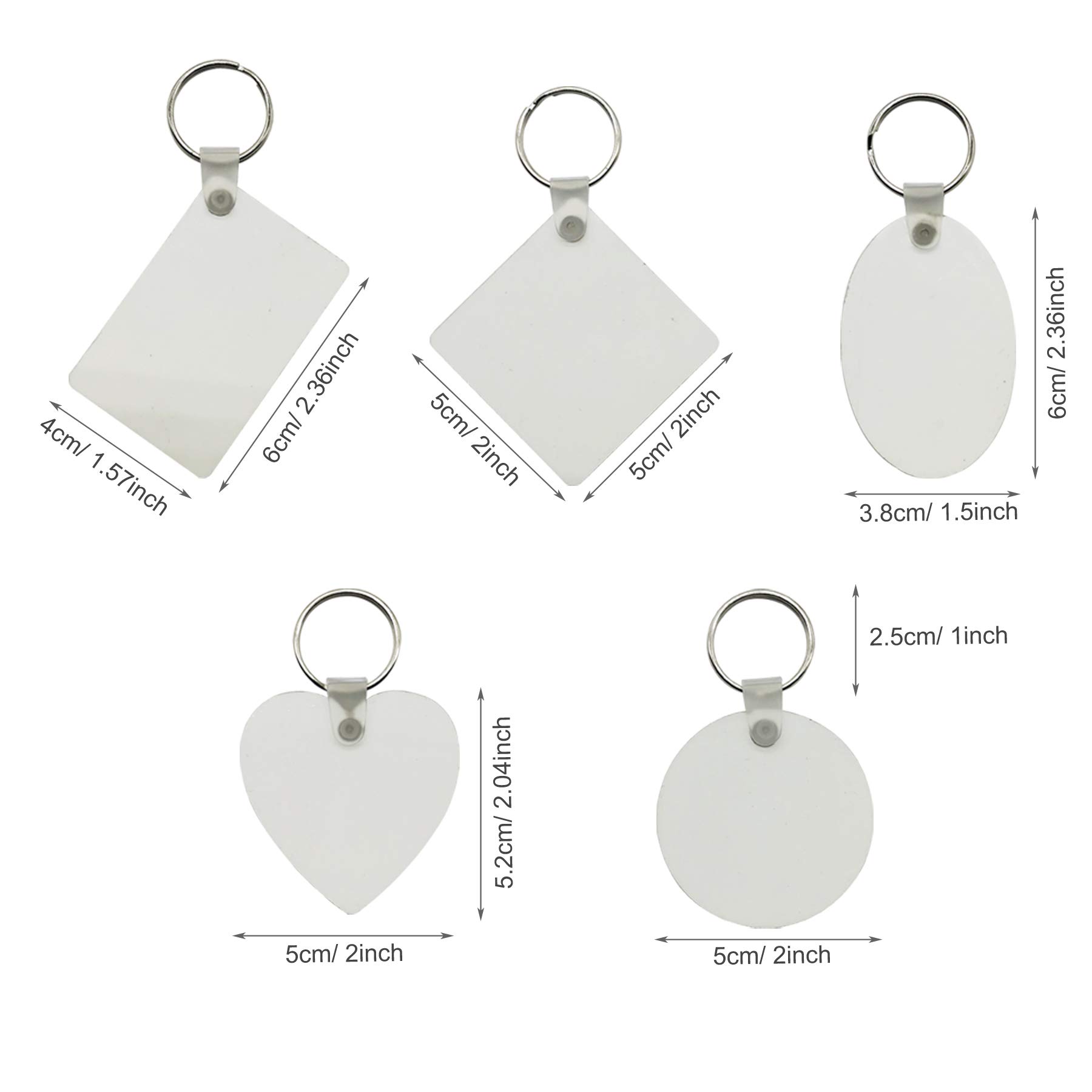 50 Pz Sublimazione Ciondoli Vuoti, 10 Stile Sublimazione Portachiavi Vuoto Portachiavistampa 2 Lati Sublimazione Portachiavi Vuoto MDF, Forniture Artigianali Fai da Te