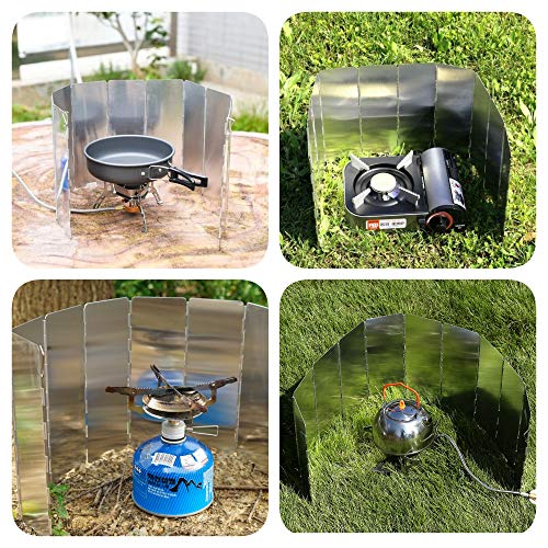 Batdiyow 10 Plates Ultralight Folding Outdoor Stove Windscreen Aluminum Camping Stove Windshield Lightweight With Carrying Bag For Camping Picnic Backpacking Cooking #TOP6