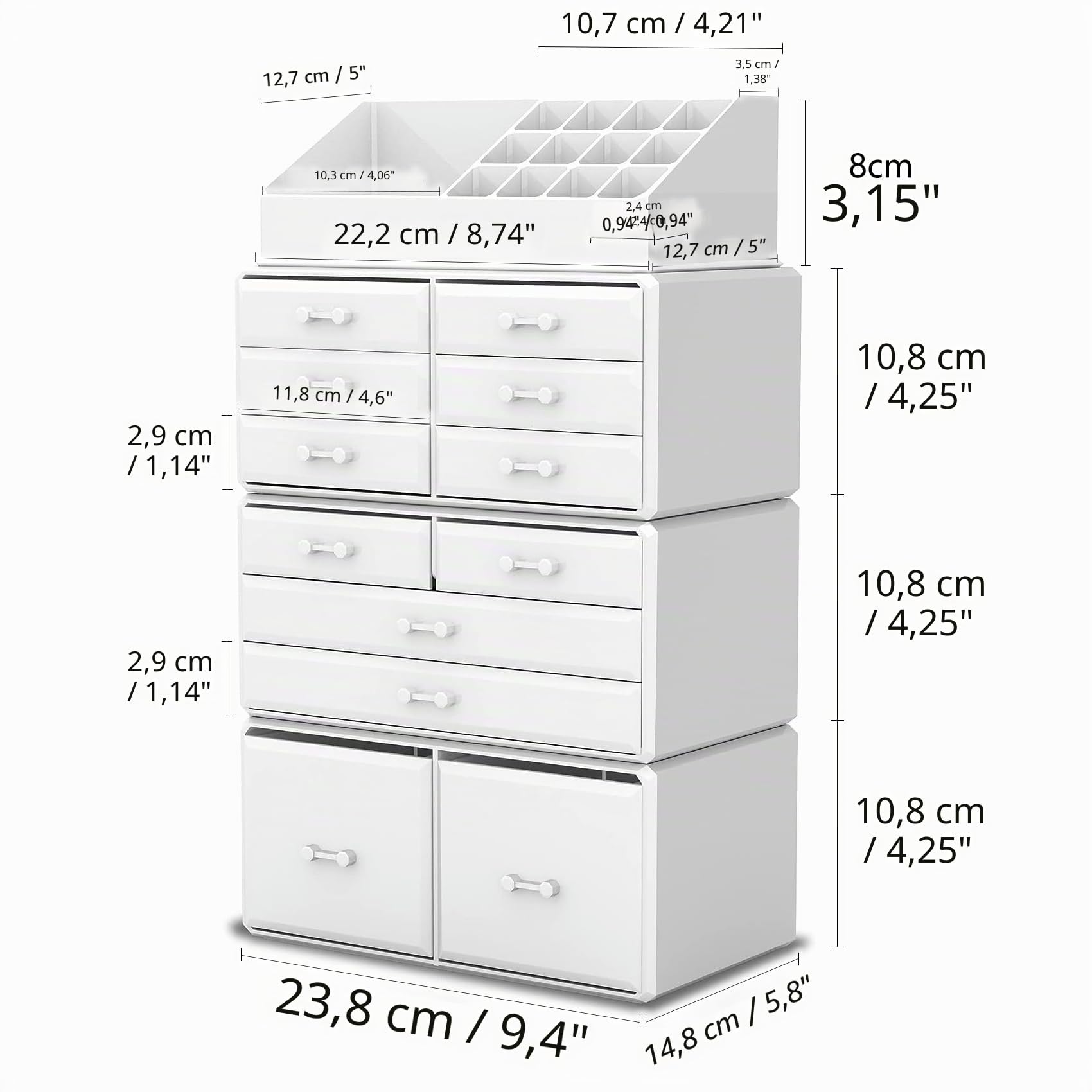 READAEER Organisateur de maquillage organisateur cosmétique (12D, blanc)