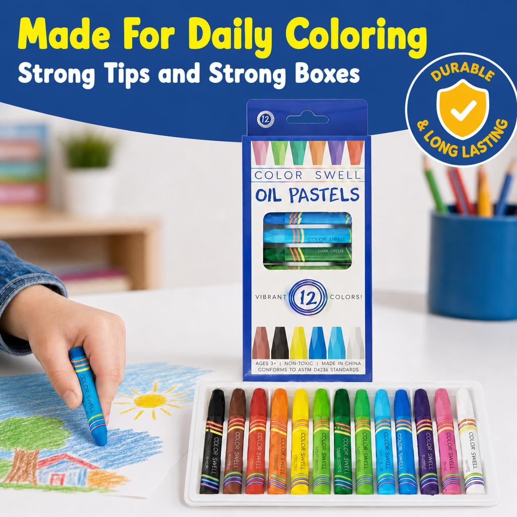 Color Swell Pastelli a olio sfusi – 36 confezioni con 12 colori ciascuno, perfetti per bambini, aule, feste, studenti, donazioni, bomboniere, pastelli a olio sfusi
