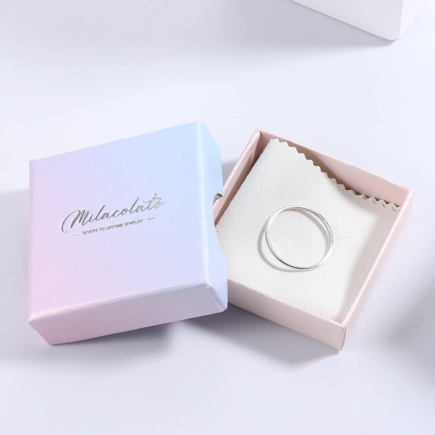 Milacolato 925 Sterling Silver Ring for Women Men 18K White Gold Plated Plain Thumb Finger Stackable Statement Dome Rings High Polished Engagement Eternity Wedding Band Ring Comfort Fit Size 6 to 10: Clothing, Shoes & Jewelry