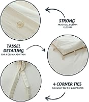 Vista 3 de Folkulture Juego de ropa de cama Queen - Funda nórdica ultra suave 100% algodón, juego de 3 piezas con 2 fundas de almohada (avena, sólido)