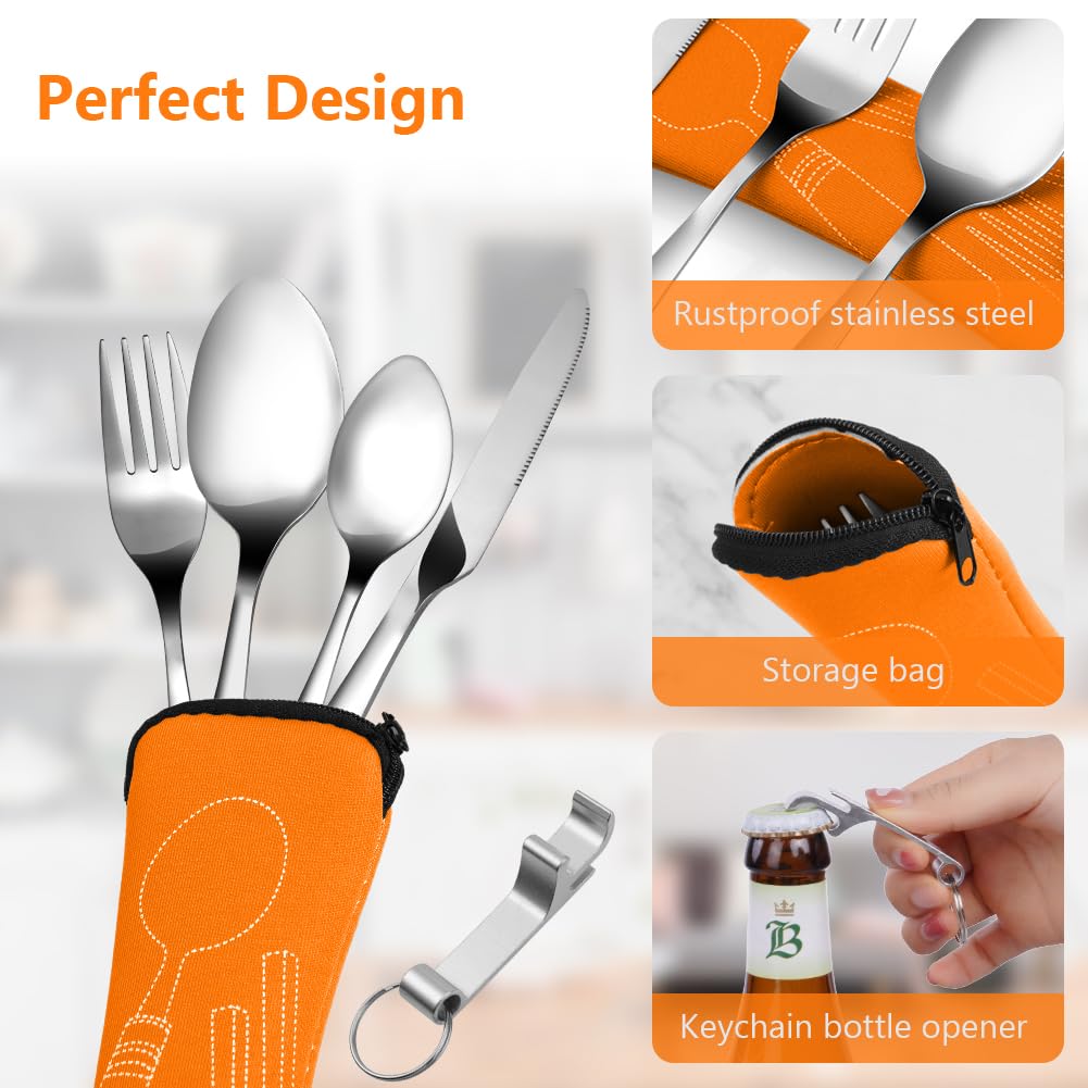 Vicloon Set Posate Da Viaggio 5 Pezzi - Acciaio Inossidabile Con Apribottiglie Per Campeggio E Picnic - Foto 6