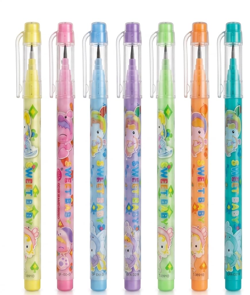 8-Piece Non Sharpening Bullet Pencil Set for Kids with Eraser Tops | Smart Push-and-Pop Lead In-Built Top Eraser Caps MessFree & No Shavings Fits Standard School Pouches pencil sets-picture-19