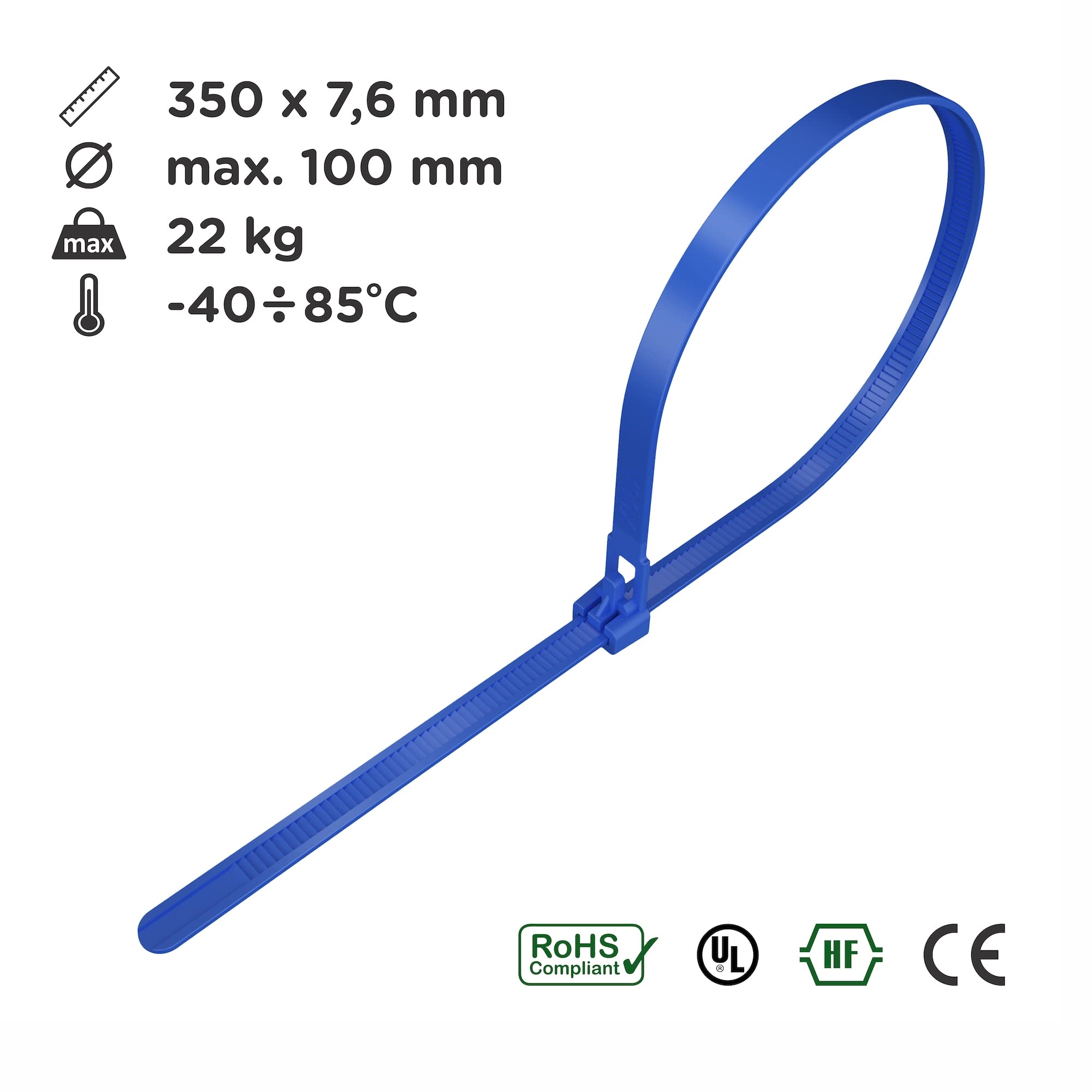 Fascette Plastica 300mm - 100 Pezzi Nylon Bianco Per Cablaggi E Organizzazione Cavi