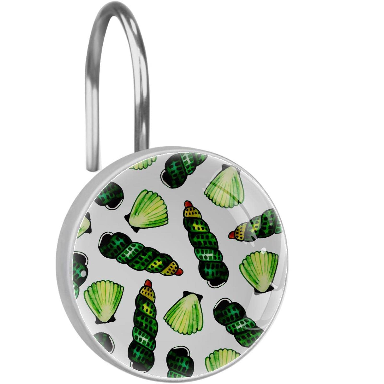 Crochets rideau de douche inox anti rouille vert plage pour salle de bain