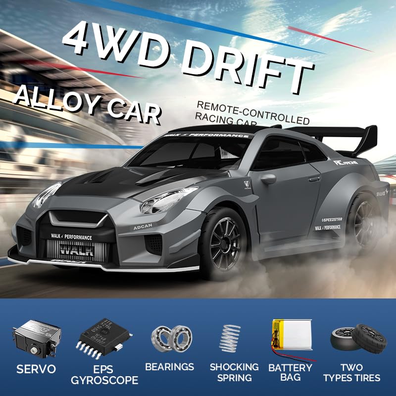 1/43 Mini RC Drift Car, 2.4G Vollproportionales Elektrisches Racing Auto mit LED-Lichtern, Hochgeschwindigkeits-Driftfahrzeug für Indoor/Outdoor(Q9/Dunkelgrün/D43-01)