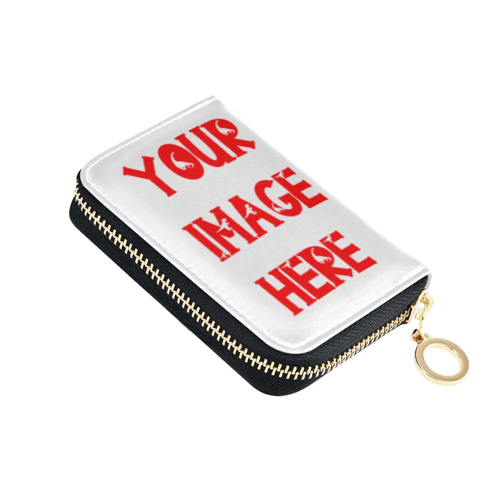 Sletend Custom Credit Card Holder Wallet Add Your Photo Name Text Personalized Customized RFID Blocking Leather Card Case