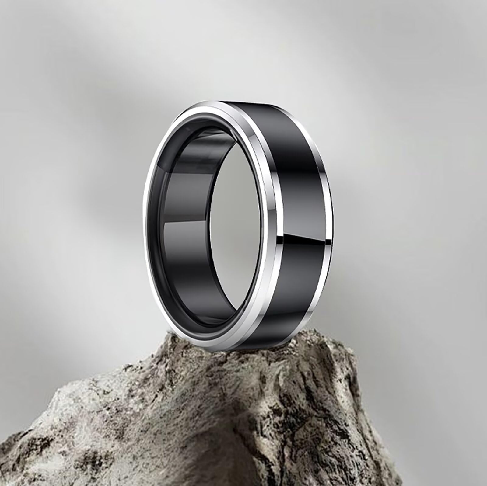 Smartringe für Herren Damen 5ATM Wasserdicht Smart Ring Android IOS Fitness Ring Tracker Finger Gesundheits Tracker Schrittzähler Kalorien Schlaftracker Pulsmesser Smartring Fitnesstracker Schwarz