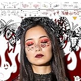 FINGOOO ハロウィン タトゥーシール フェイス 顔全体 8枚セット 刺青 テッカー シール かわいい 傷 小物 仮装 メイク 縫い傷 爪裂き 傷跡 (C)