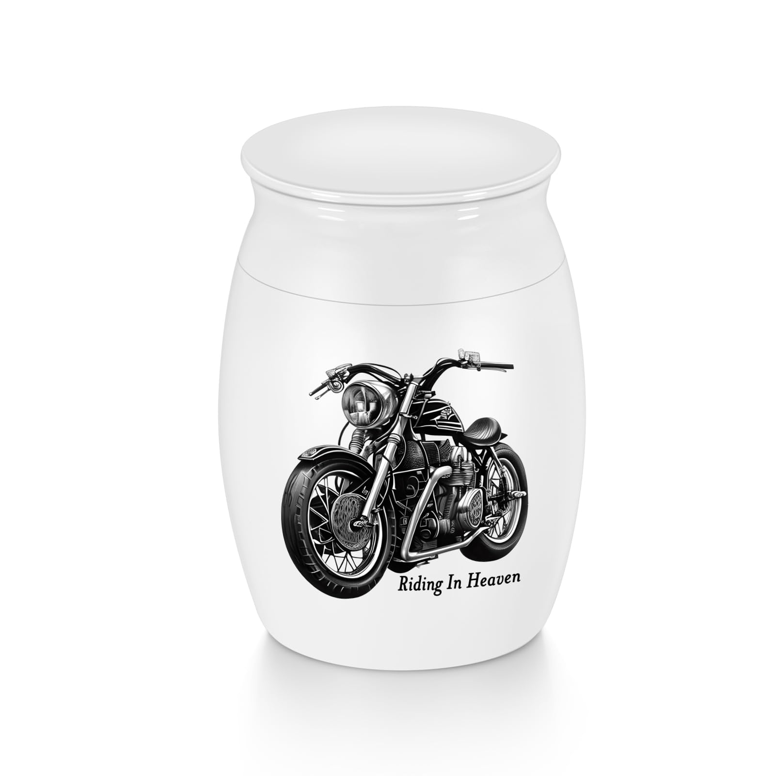 SOITIS Mini Urns Stainless Steel Decorative Cremation Keepsake for Ashes 1.57 Small Urns Memorial Ashes Urn with Black Motorcycle - Riding in Heaven