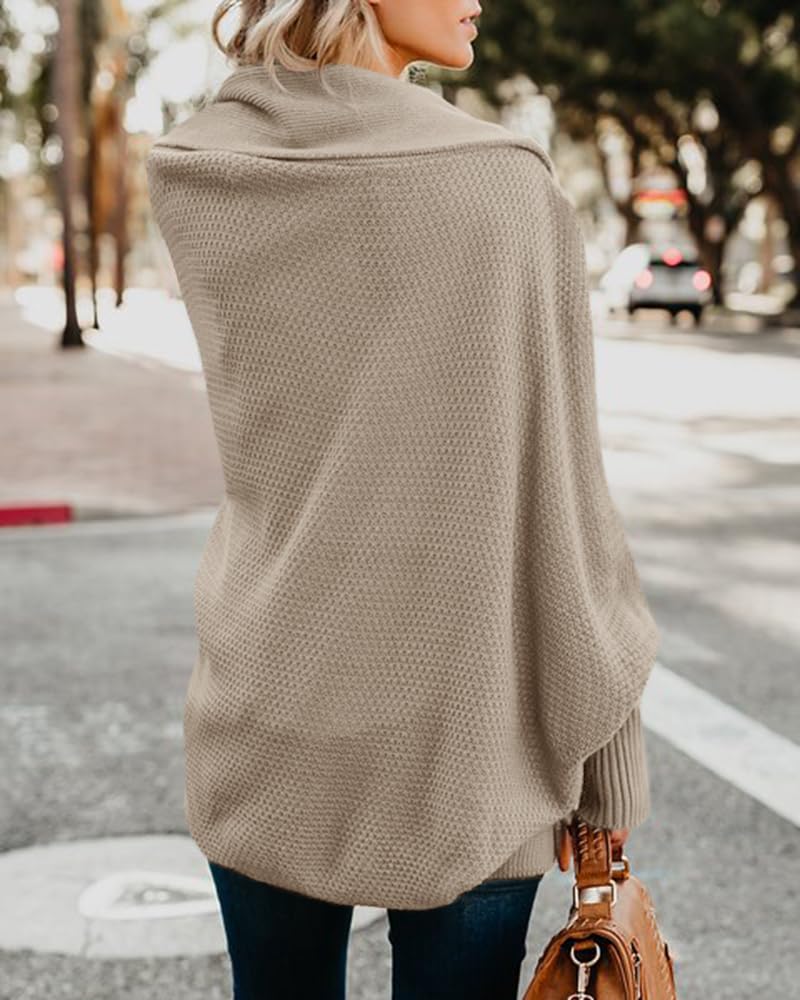 Mafulus Women's Cardigan Sweaters Oversized Chunky Knit Kimono Slouchy Wrap Batwing Open Front Outwear Coat