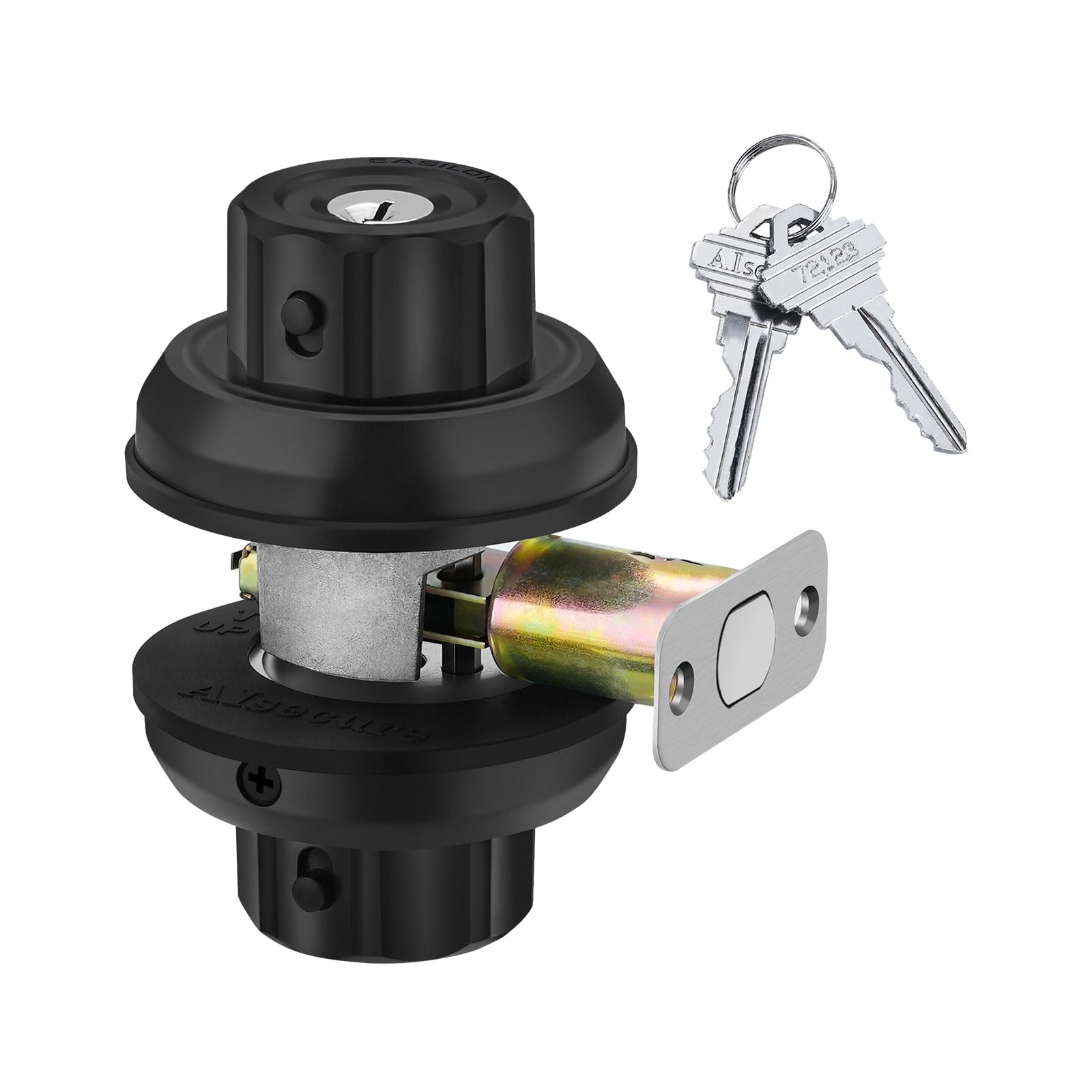 EASlLOK Deadbolt Twist-to-Lock Front Door Lock Keyless Heavy Duty Single Cylinder Deadbolt (Zinc Alloy, Black, 1 Pack)