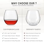 Verres à vin sans ardeur 4, 15oz rouge & Verres à vin blanc pour usage quotidien, Mariage, Anniversaires, Cadeau de chauffage ménager, Hébergement, Bar à la maison, Soirée du soir