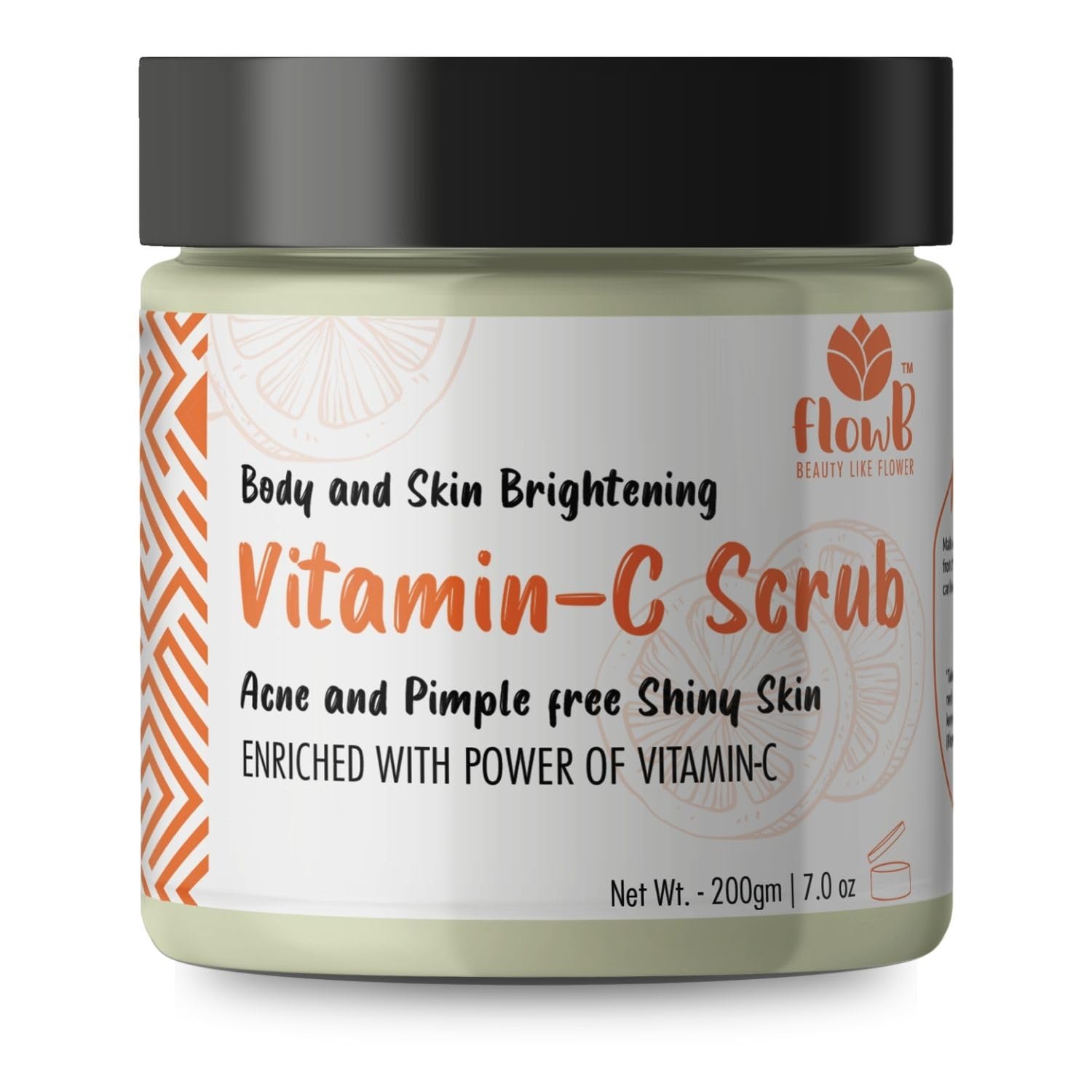 FlowB Vitamin C Face Scrub for Face and Glowing Skin | Remove Dirt and Body impurities | Skin Brightening Scrub | Deep Exfoliation and Dead Skin and Blackhead Remover